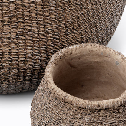 Maceta Faux-Puff - marrón - S