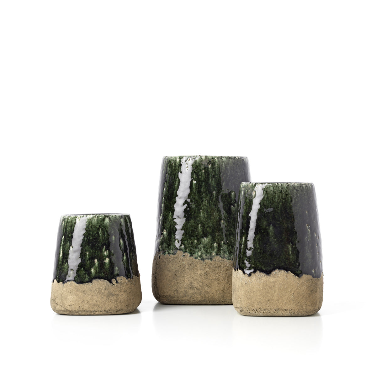 Maceta cónica Moss - verde hormigón - S