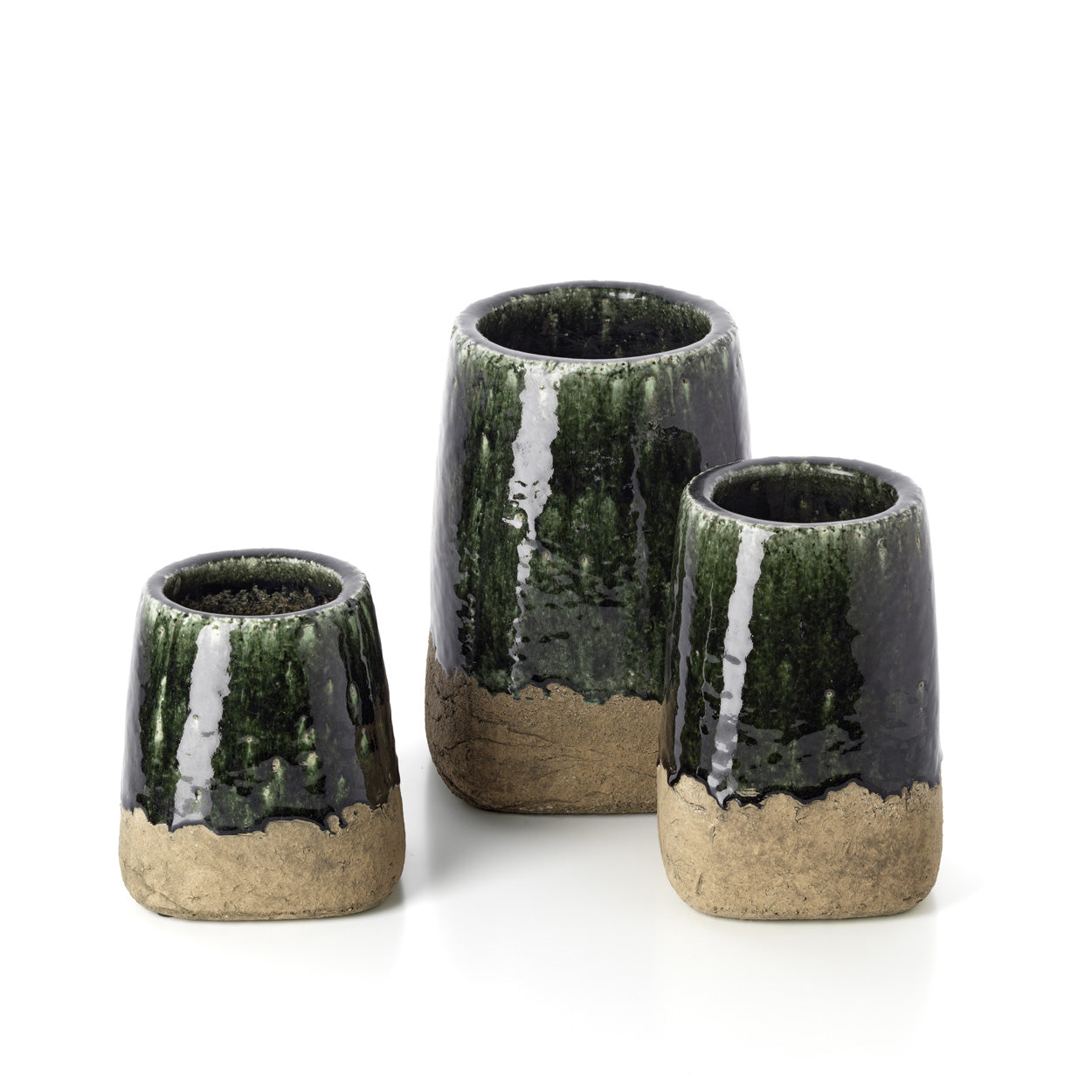 Maceta cónica Moss - verde hormigón - S