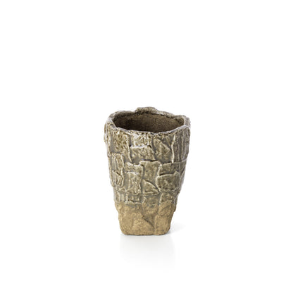 Jarrón con estructura rocosa - Piedra gris - P