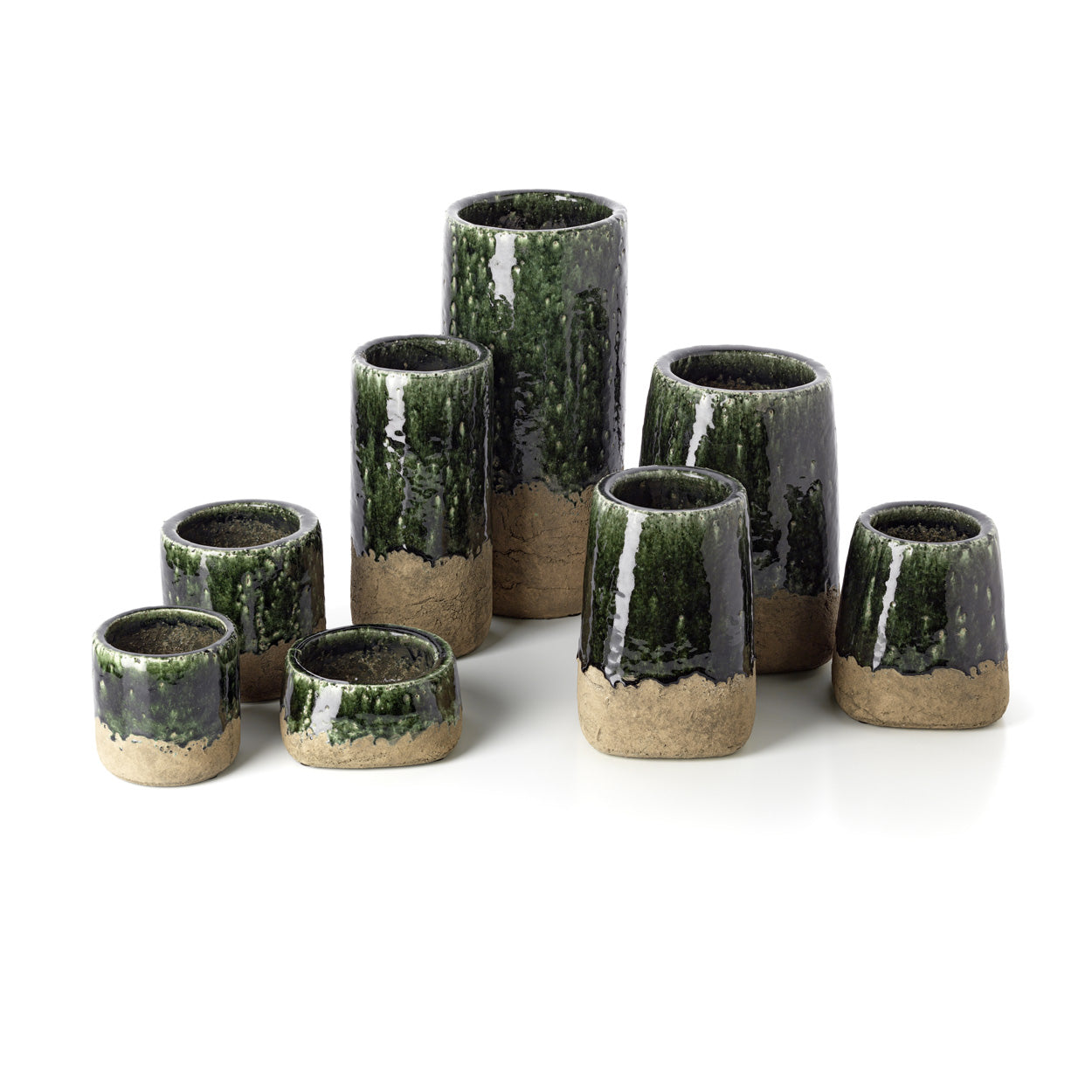 Maceta Moss Bowl - verde hormigón - baja