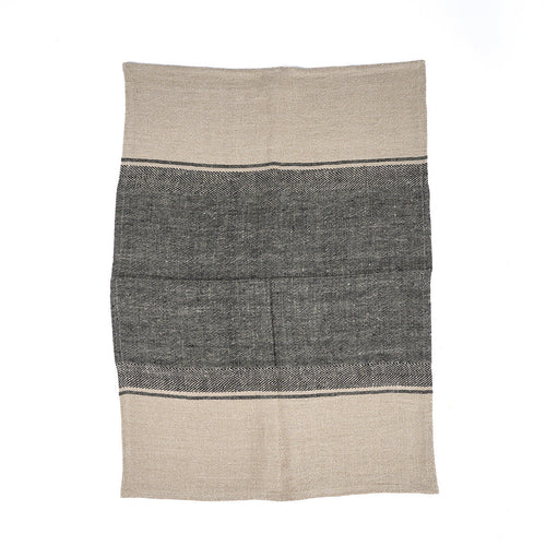 Paño de cocina de lino Moody - natural/negro - 50x70 cm