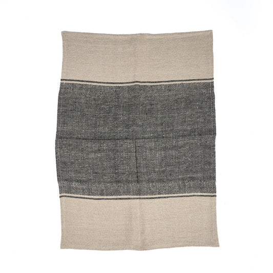 Paño de cocina de lino Moody - natural/negro - 50x70 cm