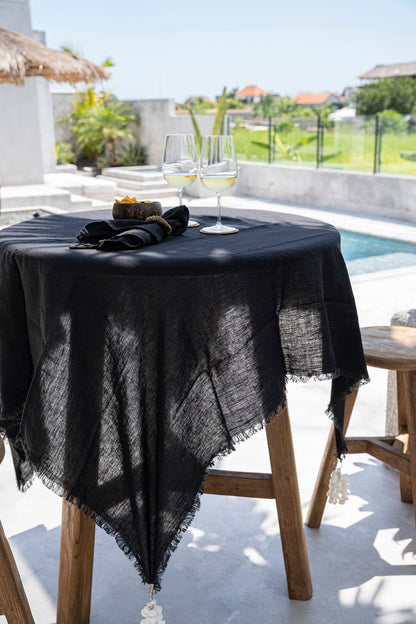 Mantel de lino - Negro - 150x200
