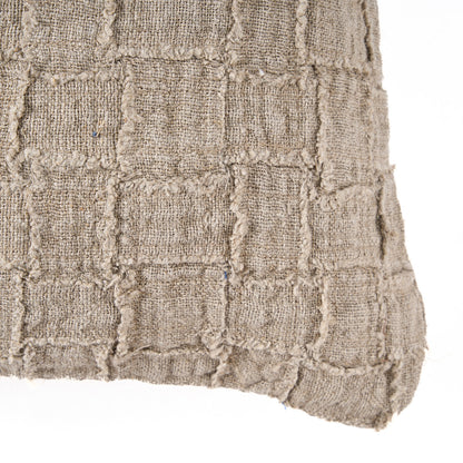 La funda de cojín de lino Damier - natural