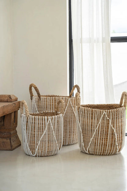 La cesta de macramé de punto recto - T
