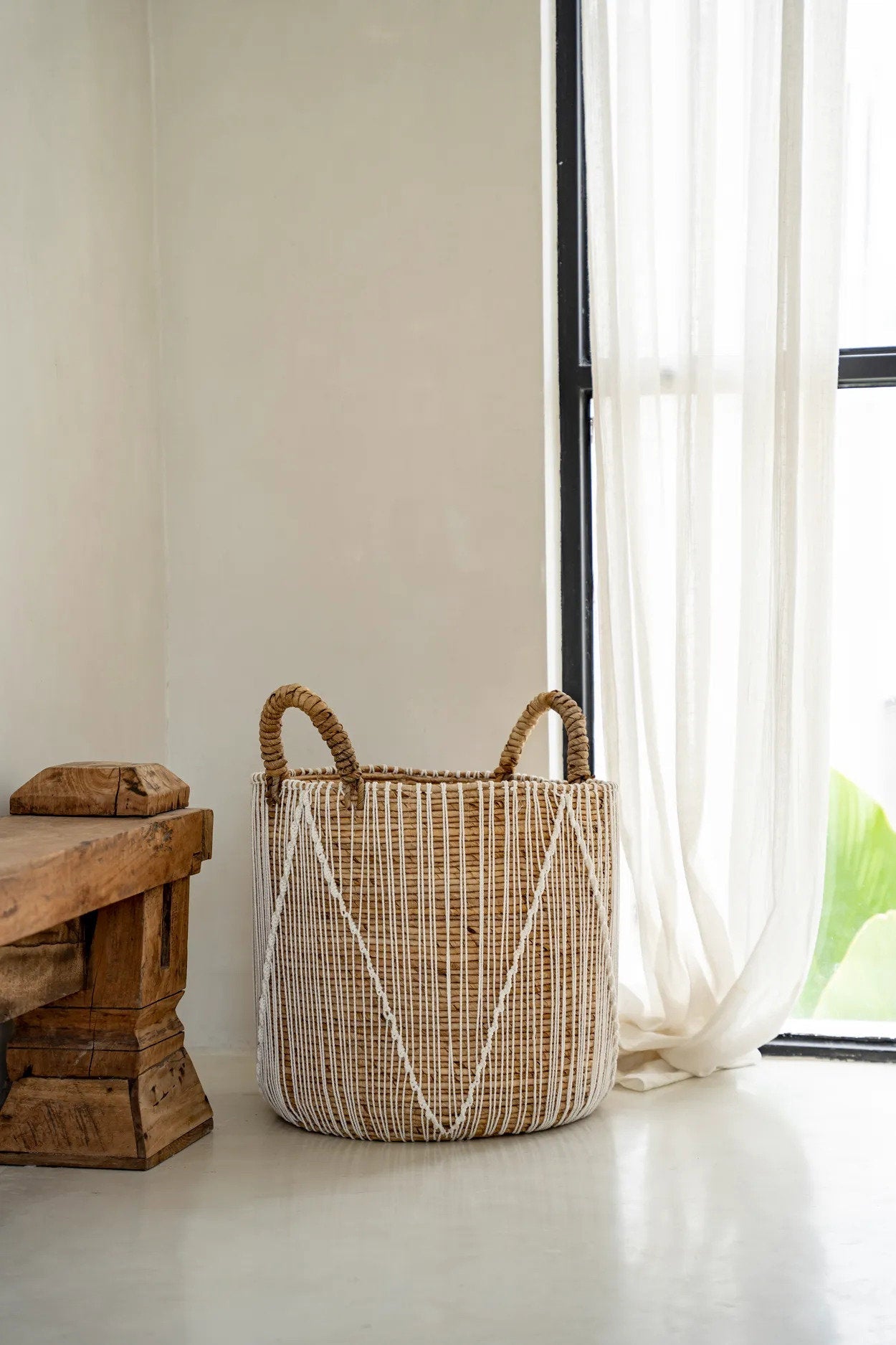 La cesta de macramé de punto recto - T