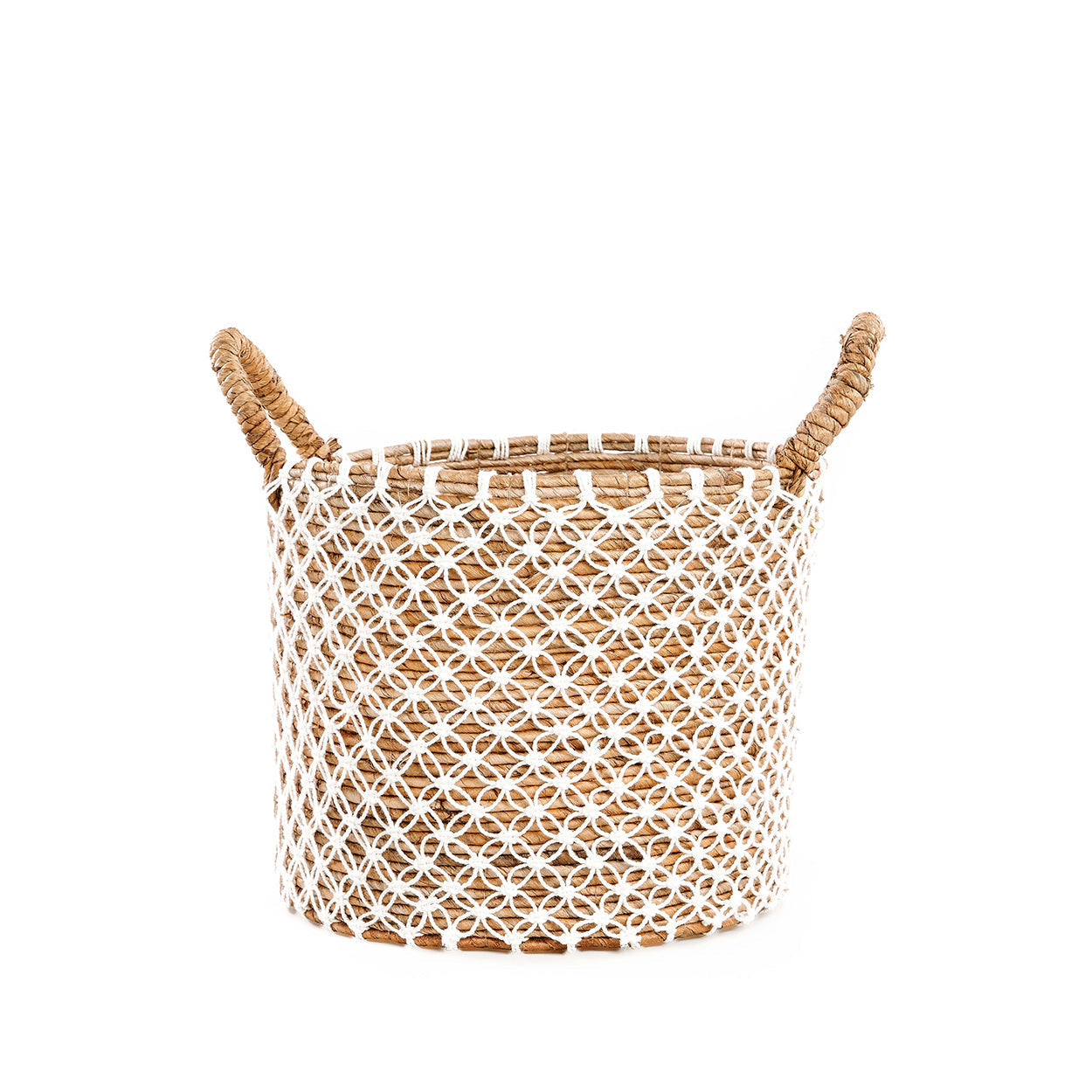 La cesta de macramé con punto de cruz - M