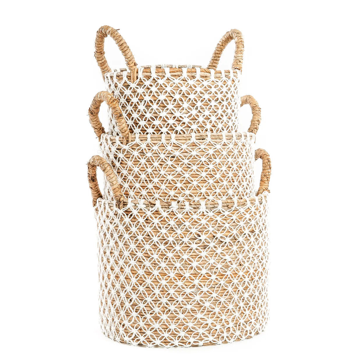 La cesta de macramé con punto de cruz - M
