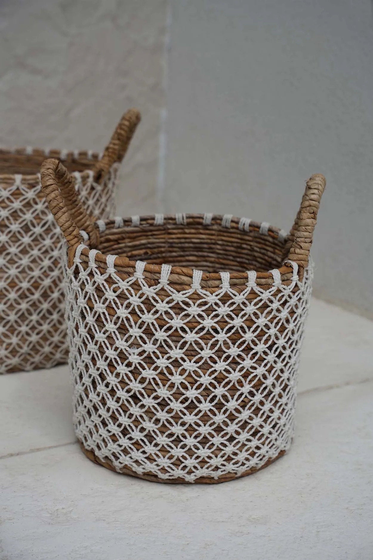 Cesto de macramé con punto de cruz - P