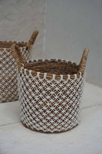 Cesto de macramé con punto de cruz - P