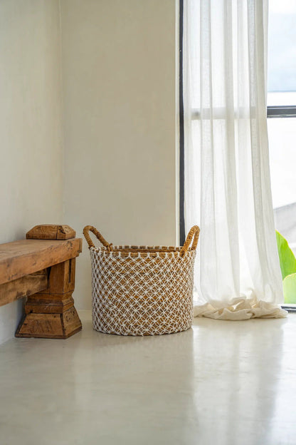 Cesto de macramé con punto de cruz - P