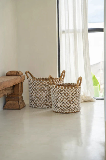 Cesto de macramé con punto de cruz - P