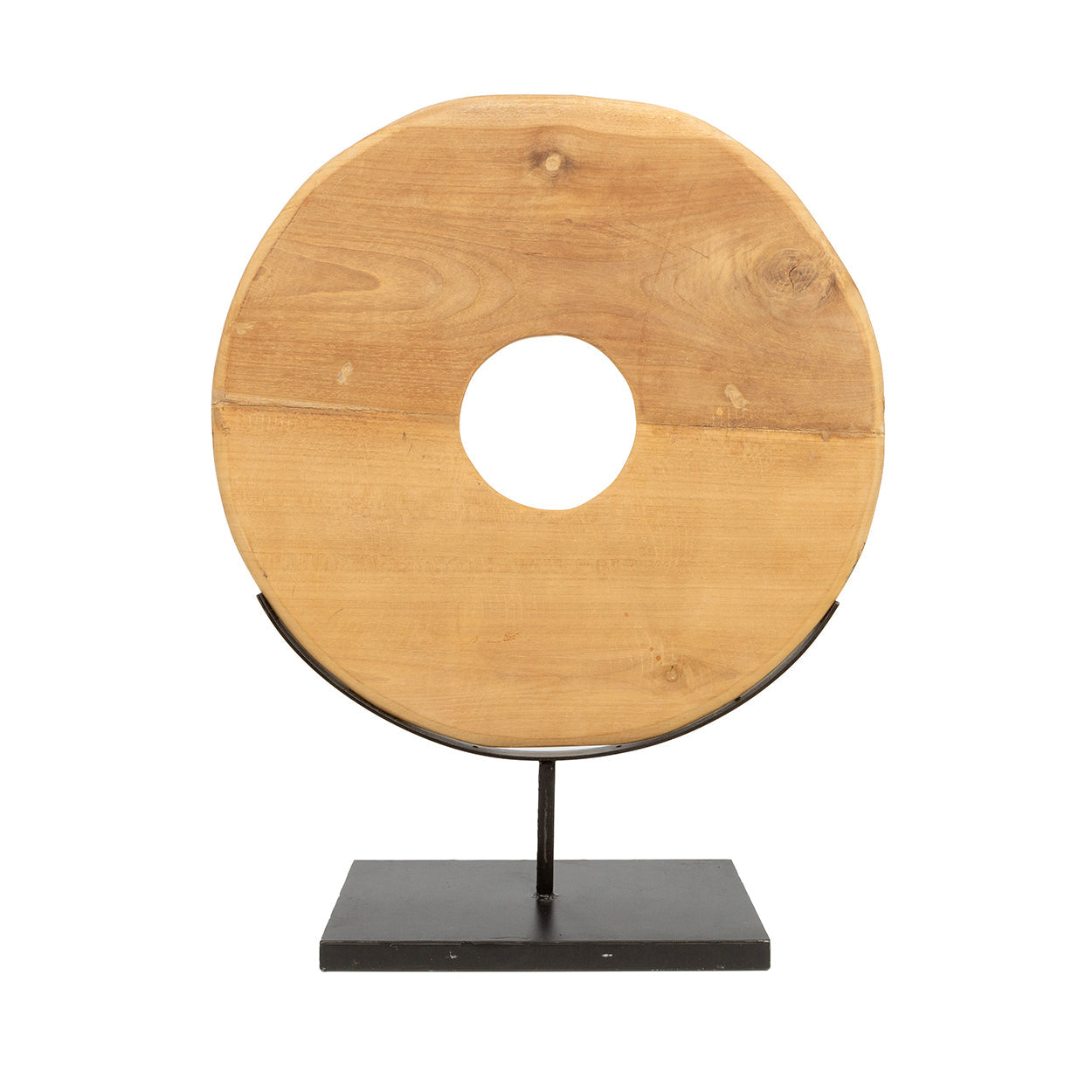 Disco de madera de teca sobre base - L