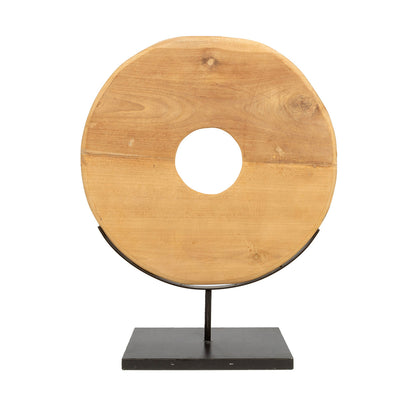 Disco de madera de teca sobre base - L