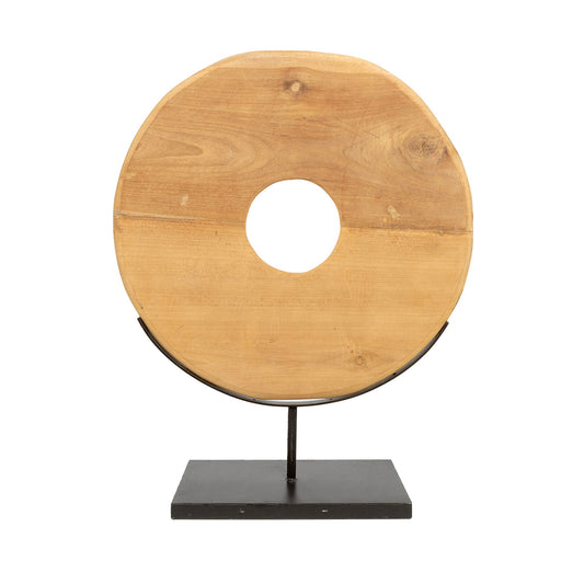 Disco de madera de teca sobre base - L
