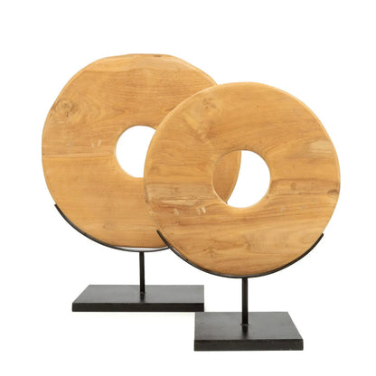 Disco de madera de teca sobre base - L