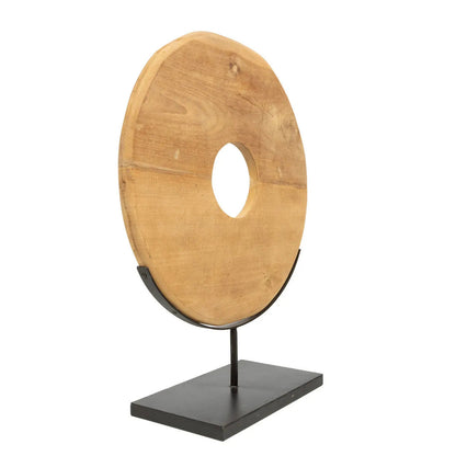Disco de madera de teca sobre base - L