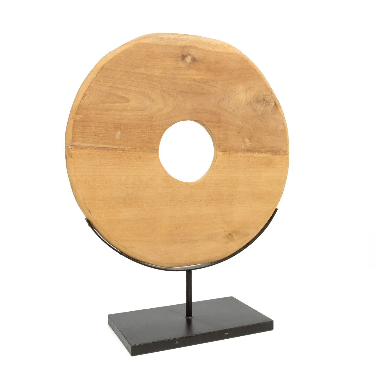 Disco de madera de teca sobre base - L
