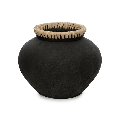 El jarrón Styly - Negro/Natural - L