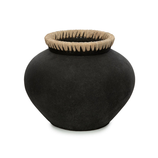 El jarrón Styly - Negro/Natural - L