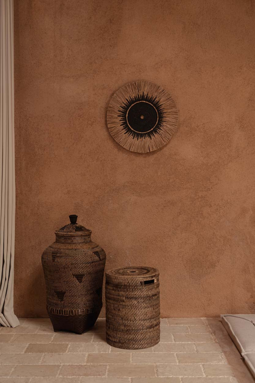 La decoración de pared de macramé de rafia - Negro/Natural