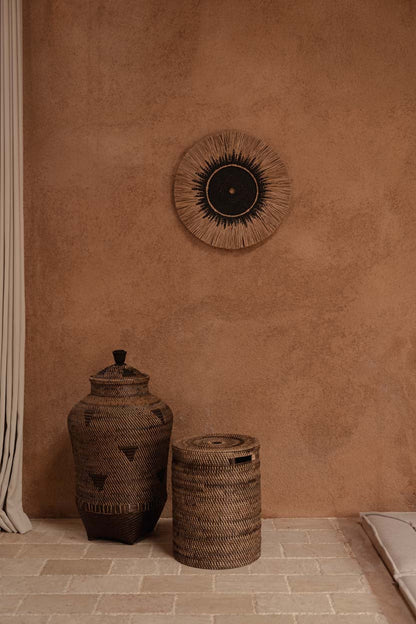 La decoración de pared de macramé de rafia - Negro/Natural