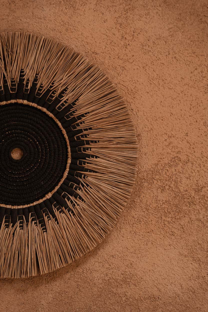La decoración de pared de macramé de rafia - Negro/Natural