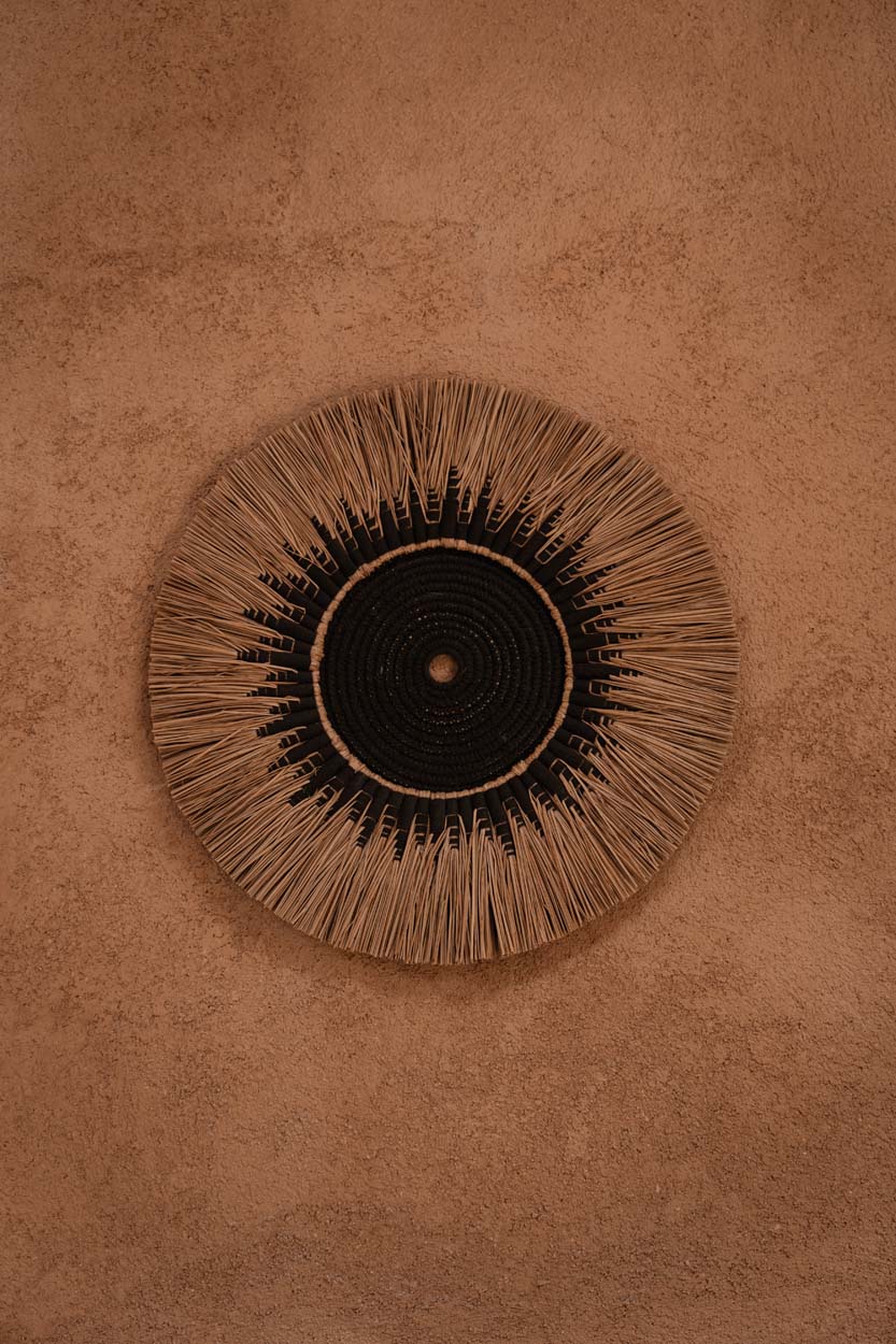 La decoración de pared de macramé de rafia - Negro/Natural