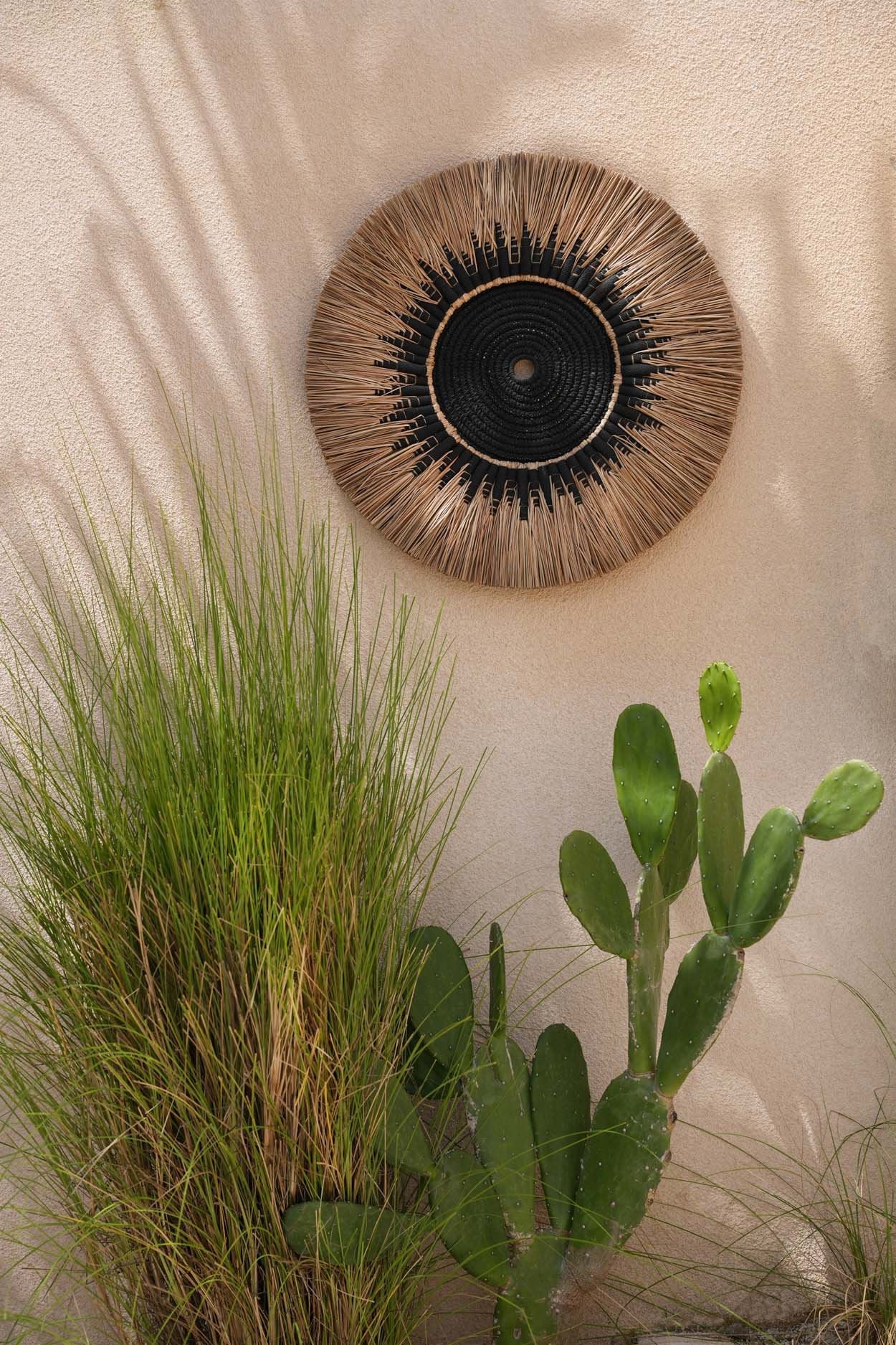 La decoración de pared de macramé de rafia - Negro/Natural