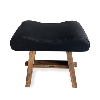 Taburete Suar de cuero - negro natural
