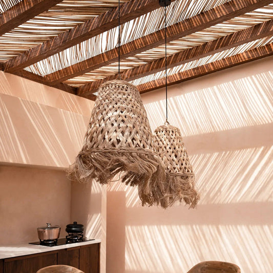 Lámpara colgante de medusa Abaca - natural - M