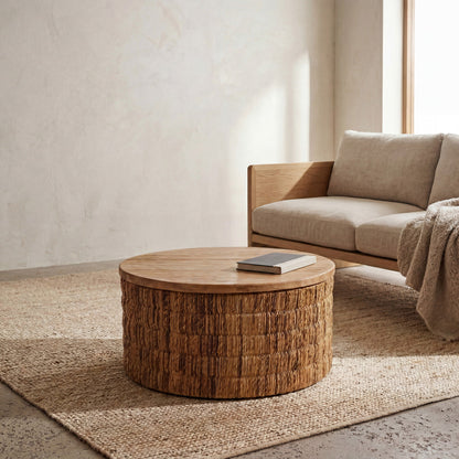 Mesa de centro redonda Abaca Magani - natural