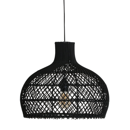 Lámpara colgante de ratán Maze negra - Ø 42x36 cm