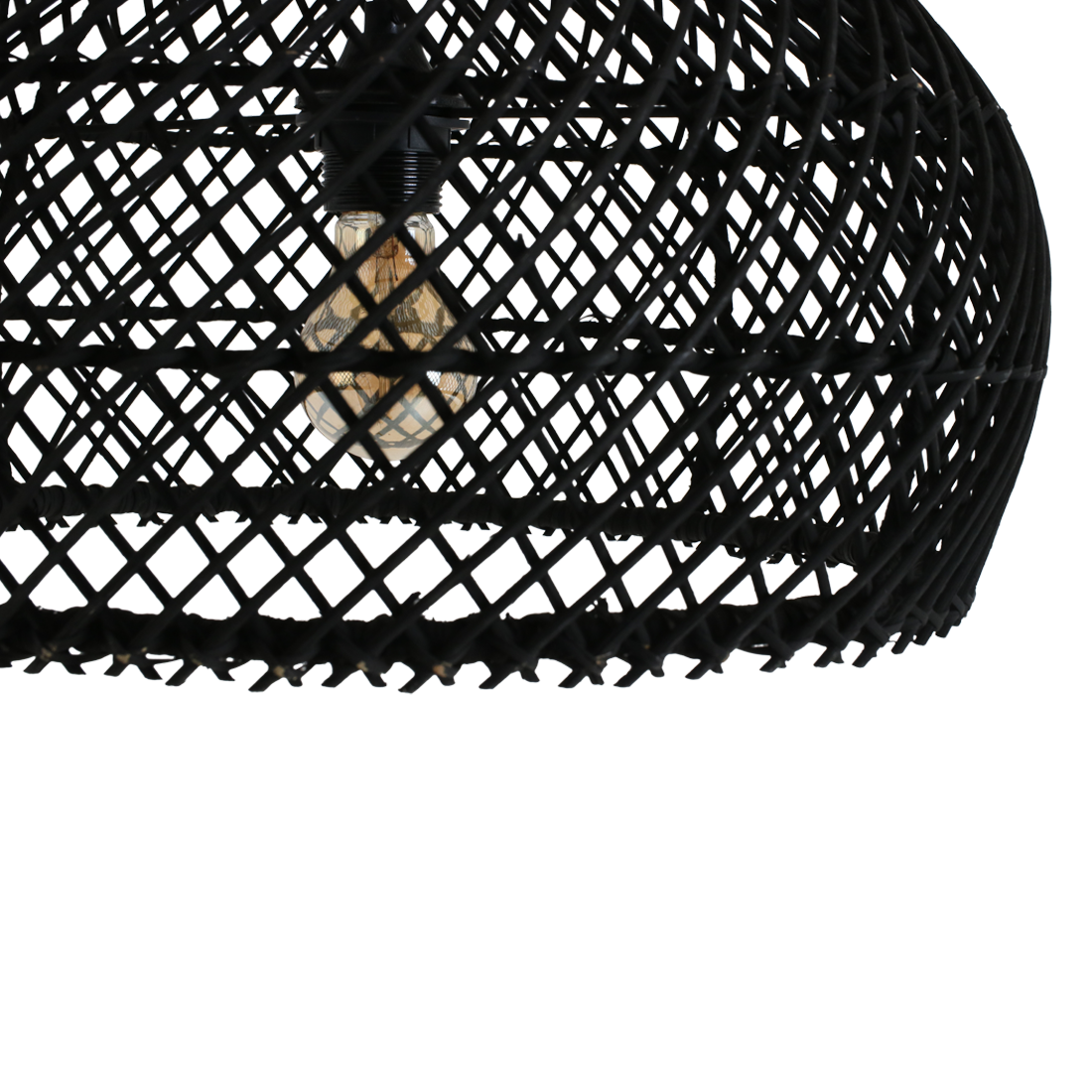Lámpara colgante de ratán Maze negra - Ø 42x36 cm