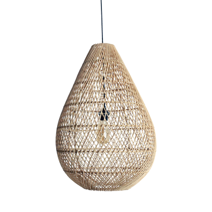 Lámpara de techo Maze gota de ratán natural -Ø 45x65 cm