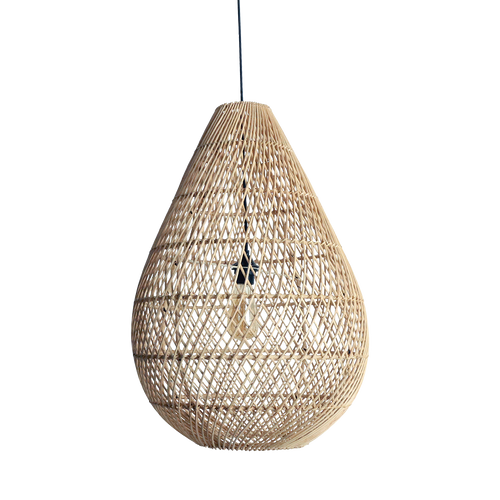 Lámpara de techo Maze gota de ratán natural -Ø 45x65 cm