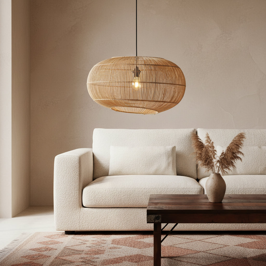 Lámpara colgante de ratán Luna Orbit - Ø 62 x 37 cm