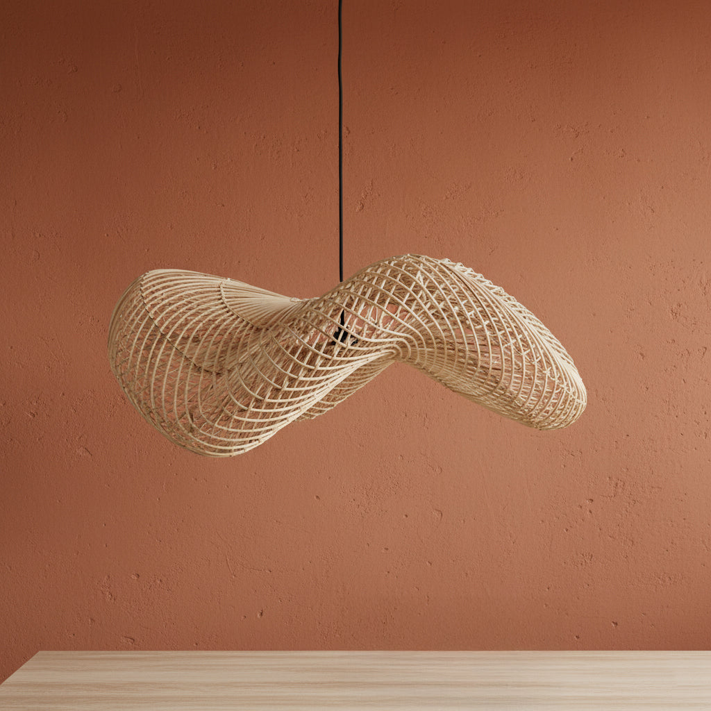 Lámpara colgante Wave de ratán L - Ø 71x26 cm
