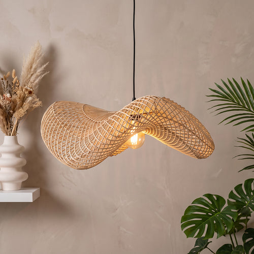 Lámpara colgante Wave de ratán L - Ø 71x26 cm