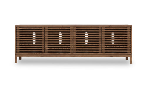Mueble para televisor Tanner de madera de fresno de cuatro puertas en Roux