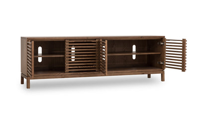 Mueble para televisor Tanner de madera de fresno de cuatro puertas en Roux