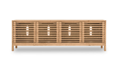 Mueble consola Tanner de cuatro puertas en fresno teñido de lino