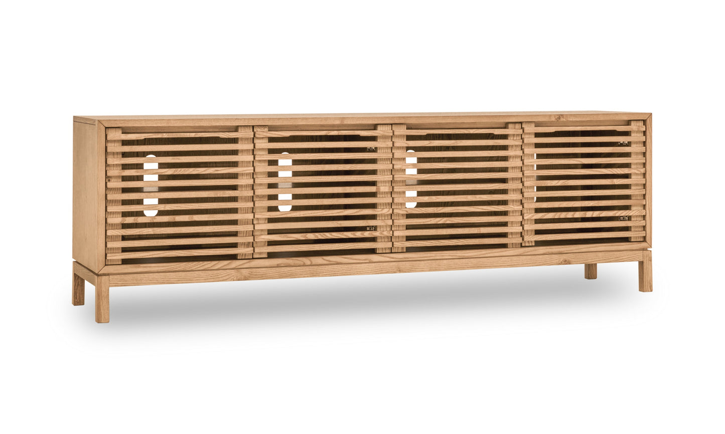 Mueble consola Tanner de cuatro puertas en fresno teñido de lino