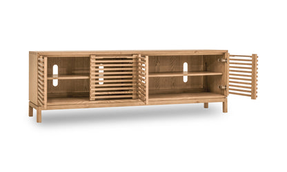 Mueble consola Tanner de cuatro puertas en fresno teñido de lino