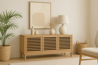 Mueble de TV Tanner de tres puertas color lino