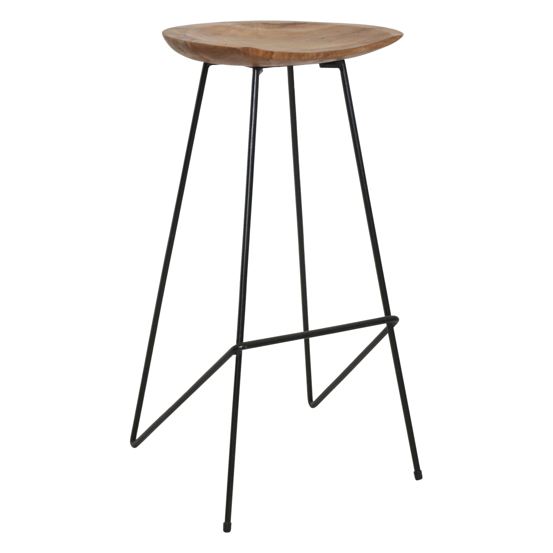 Taburete de bar Loft de teca natural - 41x42x77 cm