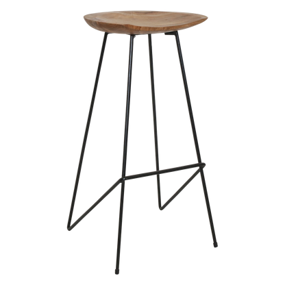 Taburete de bar Loft de teca natural - 41x42x77 cm