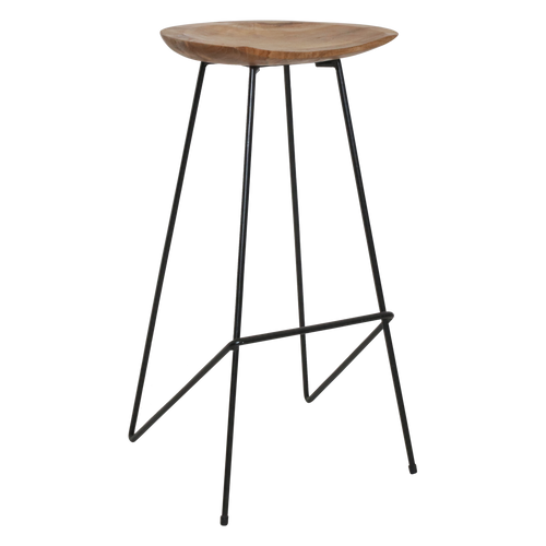 Taburete de bar Loft de teca natural - 41x42x77 cm