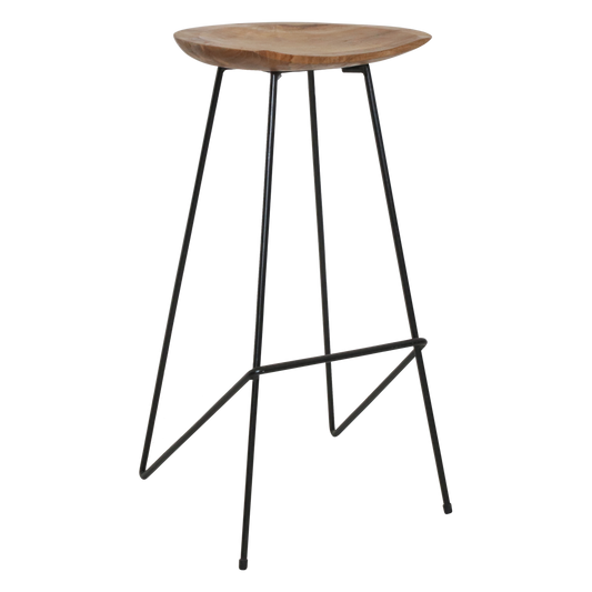 Taburete de bar Loft de teca natural - 41x42x77 cm